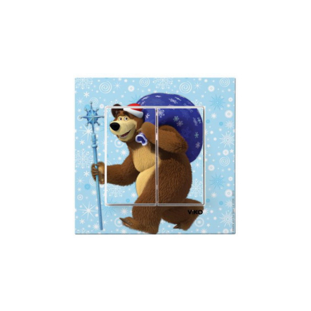 Выключатель двухклавишный "Медведь с подарком" VIKO Серия KARRE KIDS - 1