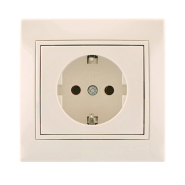 Розетка Lezard MIRA одинарна із заземленням, крем, 701-0303-122B