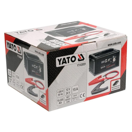 Пусковое устройство аккумулятор YATO YT-83051, 12/24 В, 10-300 Ач, V= 230 В,2/8/15А(12В),7,5 А (24В)