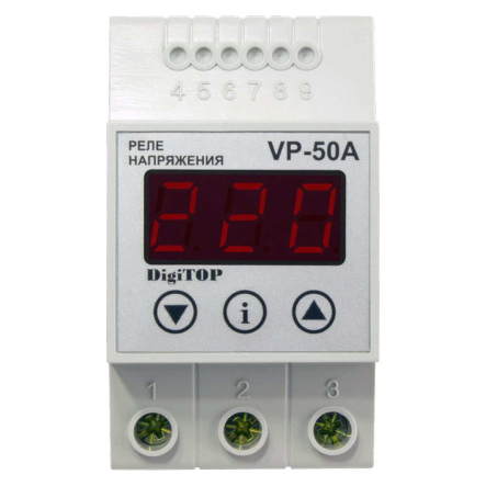 Реле напруги DigiTOP VP-50A, 50A, однофазне, цифрове - купити тут | ☎ (050) 456-56-13