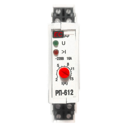 Реле струму пріоритетної дії F&F РП-612, 220 В, 16 A, навантаження - 16 А, поріг спрацьовування - 2-15 А - 1