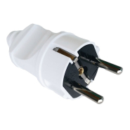 Вилка В 16 євро із заземленням біла пряма TNSy5000068