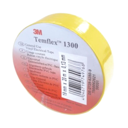 Ізоляційна стрічка 3M Temflex 1300 Стрічка 19mm x 20m, жовта - 1