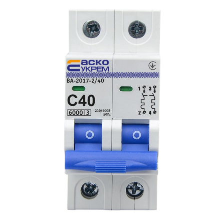 Автоматичний вимикач АСКО-УКРЕМ ВА-2017 2р, 40А С, A0010170016 - 1