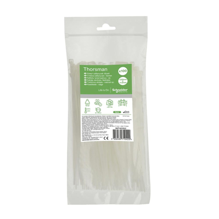 Хомут кабельний SCHNEIDER 200х4.8 білий (100шт), IMT46262 - 1