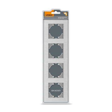 Рамка VIDEX BINERA, срібний алюміній, 4 пости, горизонтальна, VF-BNFRA4H-SL - 1