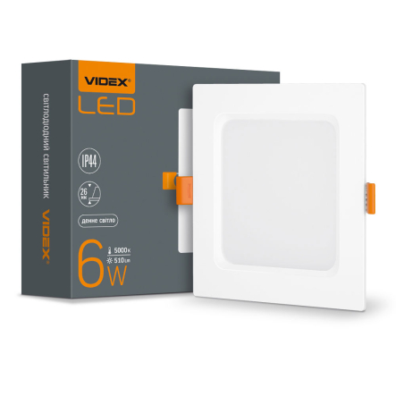 Світильник LED вбудований VIDEX VL-DLBS-065, 6W, 5000K, 510Lm, IP44, 120x120x26мм - 1