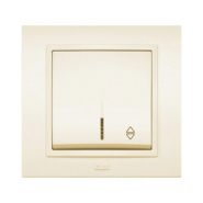 Выключатель EL-BI ZENA, 1 кл., проходной с подсветкой, крем, 500-010300-210