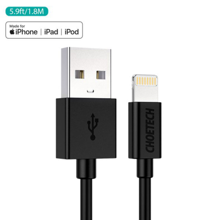 Кабель Choetech IP0027-BK, USB 2.0 А-папа/Lightning, 1.8 м