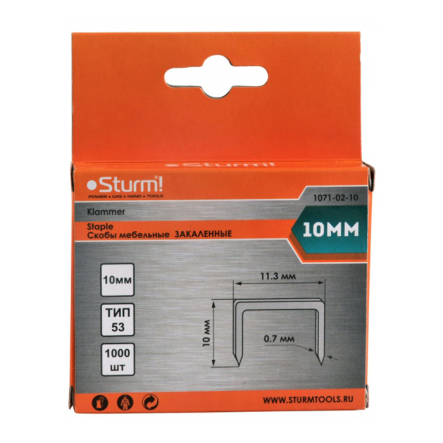 Скоби для степлера STURM, 10 мм, тип 53, 1071-02-10 - 1