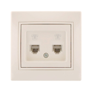 Розетка телефонная евро Lezard MIRA, двойная, крем, 701-0303-138