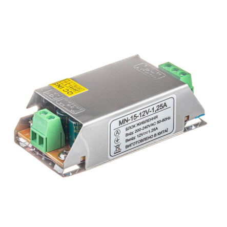Блок живлення для світлодіодної стрічки 12V IP20 MN-1.25A - 15W, 1013360 - 1 Блок живлення для світлодіодної стрічки 12V IP20 MN-1.25A - 15W, 1013360 - 1