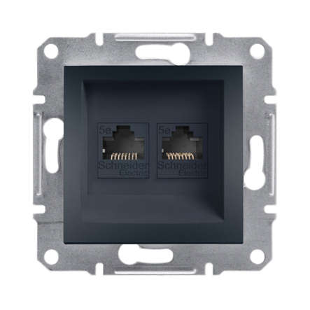 Розетка компьютерная 2-я Schneider Electric ASFORA, антрацит, EPH4400171 - 1