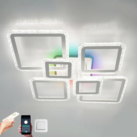 Люстра светодиодная OVAL ICE RGB 120W 7S-SMART-960x750x110-WHITE-220-IP20 управляемая, белая - 1