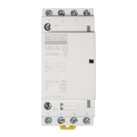 Контактор модульний АСКО-УКРЕМ МК-N, 4р, 20А, 2NO2NC, 220V, A0040030029 - 1