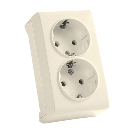 Розетка двойная с заземлением, VIKO VERA, 90681256, крем - 1
