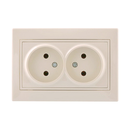 Розетка Lezard MIRA двойная, без заземления, крем, 701-0303-128B - 1