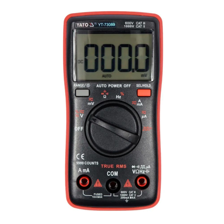 Мультиметр TRUE RMS электрических параметров YATO YT-73089, с LCD-цифровым диапазоном 9999