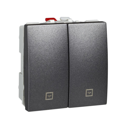Выключатель для жалюзи, нажимной, 2 модуля, графит, Schneider Electric Uniсa, MGU3.207.12 - 1