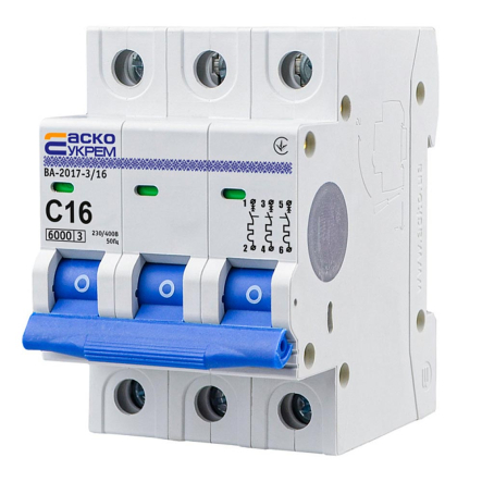 Автоматический выключатель АСКО-УКРЕМ ВА-2017 3р, 16А С, A0010170021