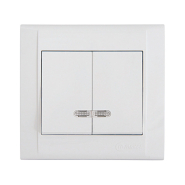 Вимикач двоклавішний з підсвічуванням Makel Defne, білий