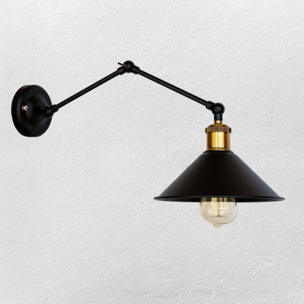 Бра Loft Cone 07-WZ103F-1 BK, Е27, крпление 105, плафон 220, чёрная - 1