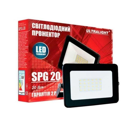 Прожектор LED ULTRALIGHT SPG Slim 20W 6400K IP65 чорный 