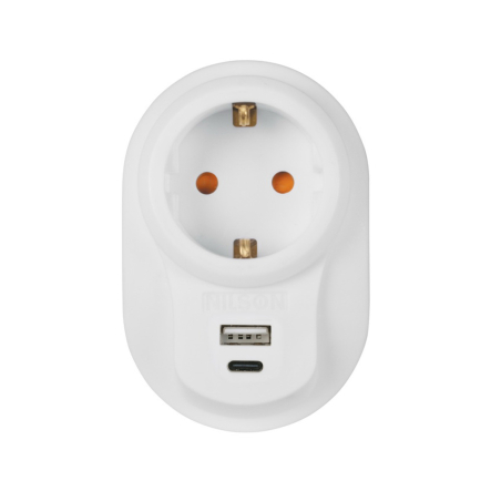 Сетевой фильтр Nilson в розетку 3,5кВт 16А+ быстрый зарядка 5V USB +Type-C, 40130107 - 1