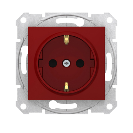 Розетка с заземлением, со шторками, Schneider Electric Sedna, красная, SDN3000341 - 1