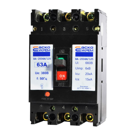 Автоматический выключатель АСКО-УКРЕМ ВА-2004N/125 3P 63А, A0010040079