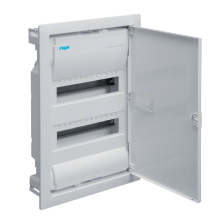 Щит вбудований Hager VOLTA VU24UA, 24(28) модуля, з білими металевими дверцятами - 1