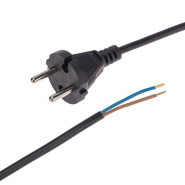 Шнур с вилкой круглой 2м черный ПВС 2х1