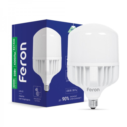 Лампа светодиодная Feron LB-65, 50W, 4000K, E27-E40, 220V, 5570 - 1