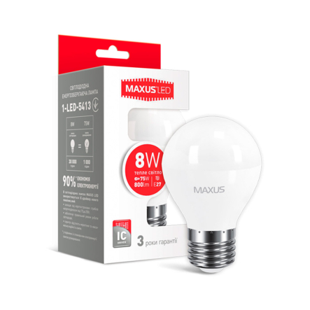 Лампа LED MAXUS, 8 Вт, 3000K, E27, 220 В, G45 - 1