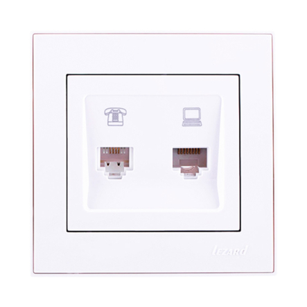 Розетка Lezard RAIN комп'ютерна + телефон, біла, 703-0288-143 - 1