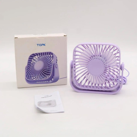 Вентилятор настольный Topk K52, USB 5 Вт, 3 режима, фиолетовый, 105850/7102, 23457267102
