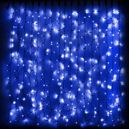 Гирлянда внешняя DELUX, CURTAIN, 2x1,5м, 456LED, синяя/черная, IP44 - 1