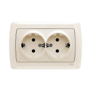 Розетка двойная с заземлением VIKO CARMEN, 90562056, крем