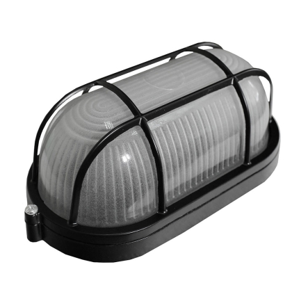 Светильник TechnoSystems НПП1402 60W, E27, IP65, овал, черный, с решеткой, TNSy5001185 - 1