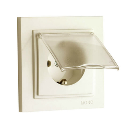 Розетка 1-а із заземленням, із кришкою Mono Electric, DESPINA, крем, 102-170021-118 - 1