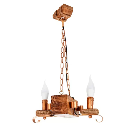 Люстра подвес деревянная SIRIUS S7034/2 светлый обжиг - 1