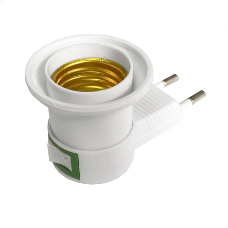 Патрон Е27 с вилкой и кнопкой г-образный LEMANSO LM2501, белый, стандарт - 1