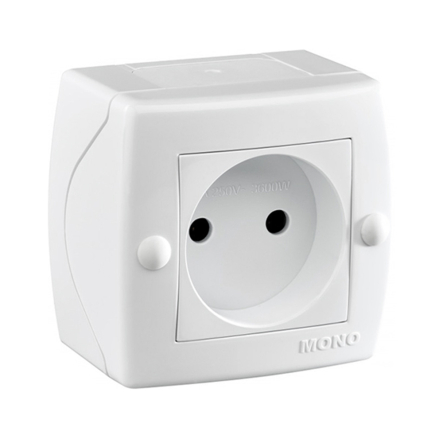 Розетка 1-я без заземления накладная Mono Electric, OCTANS, IP 20, белая, 104-010106-116 - 1