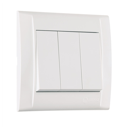 Выключатель трехклавишный Makel Defne, белый, 42001091 - 1