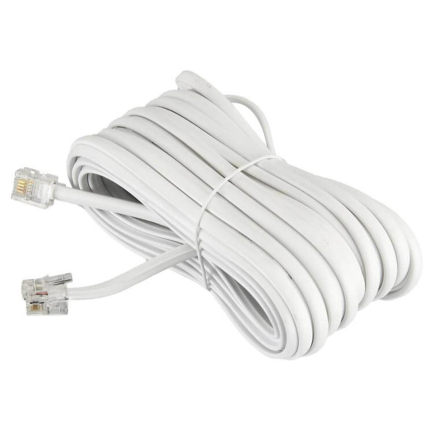 Удлинитель телефонный, 10м белый, шт.тлф.6р4с-шт.тлф.6р4с - 1