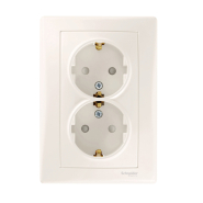 Розетка подвійна, із заземленням, та шторками, Schneider Electric Sedna, слонова кістка, SDN3000423
