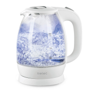 Чайник електричний METEC EK-03GW 1.7л, 1850-2200Вт, корпус стекло, білий