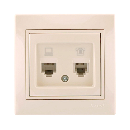 Розетка компьютерная +TF Lezard MIRA, крем, 701-0303-143 - 1