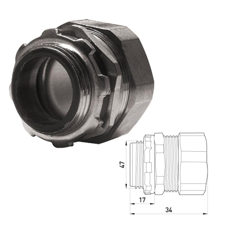 Ввод прямой E.NEXT e.met.dir.stand.sldx. 38, для металлорукава д.38мм (1.1/2"), IP68, s045008 - 1