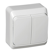 Вимикач двоклавішний зовнішній монтаж, білий, &quot;Етюд&quot; Schneider Electric, BA10-002B